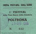 biglietto di ingresso al primo festival delle voci nuove della Calabria