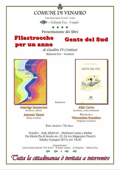Giuditta Di Cristinzi 9 giugno 2012: “Filastrocche per un anno” e “Gente del Sud”