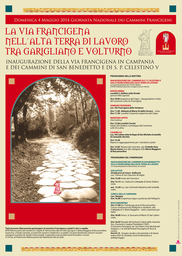 La Via Francigena in Terra di Lavoro. 4 maggio 2014 appuntamento tra Garigliano e Volturno