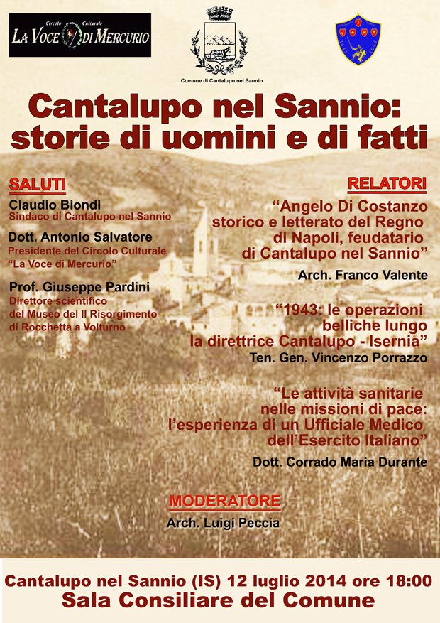 Il 12 luglio a Cantalupo si parla anche di Angelo di Costanzo, storico del Regno di Napoli confinato a Cantalupo dal Viceré.