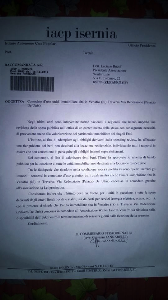 Un’altra vergogna regionale. Il Museo militare WINTER LINE di Venafro sfrattato dall’IACP